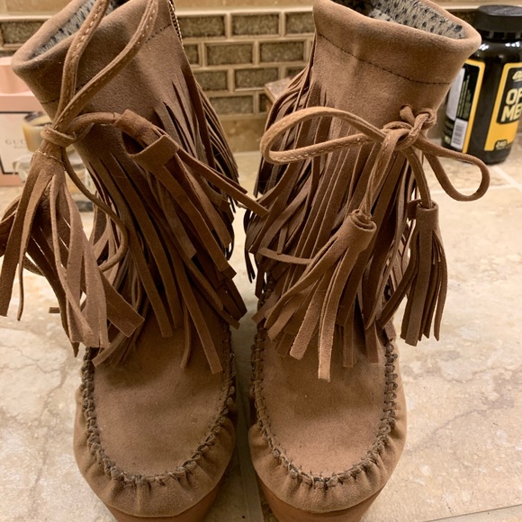 GC side zip tassel wedge booties - Picture 2 of 6